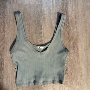 Garage Sage Ribbed Crop Tank Top.